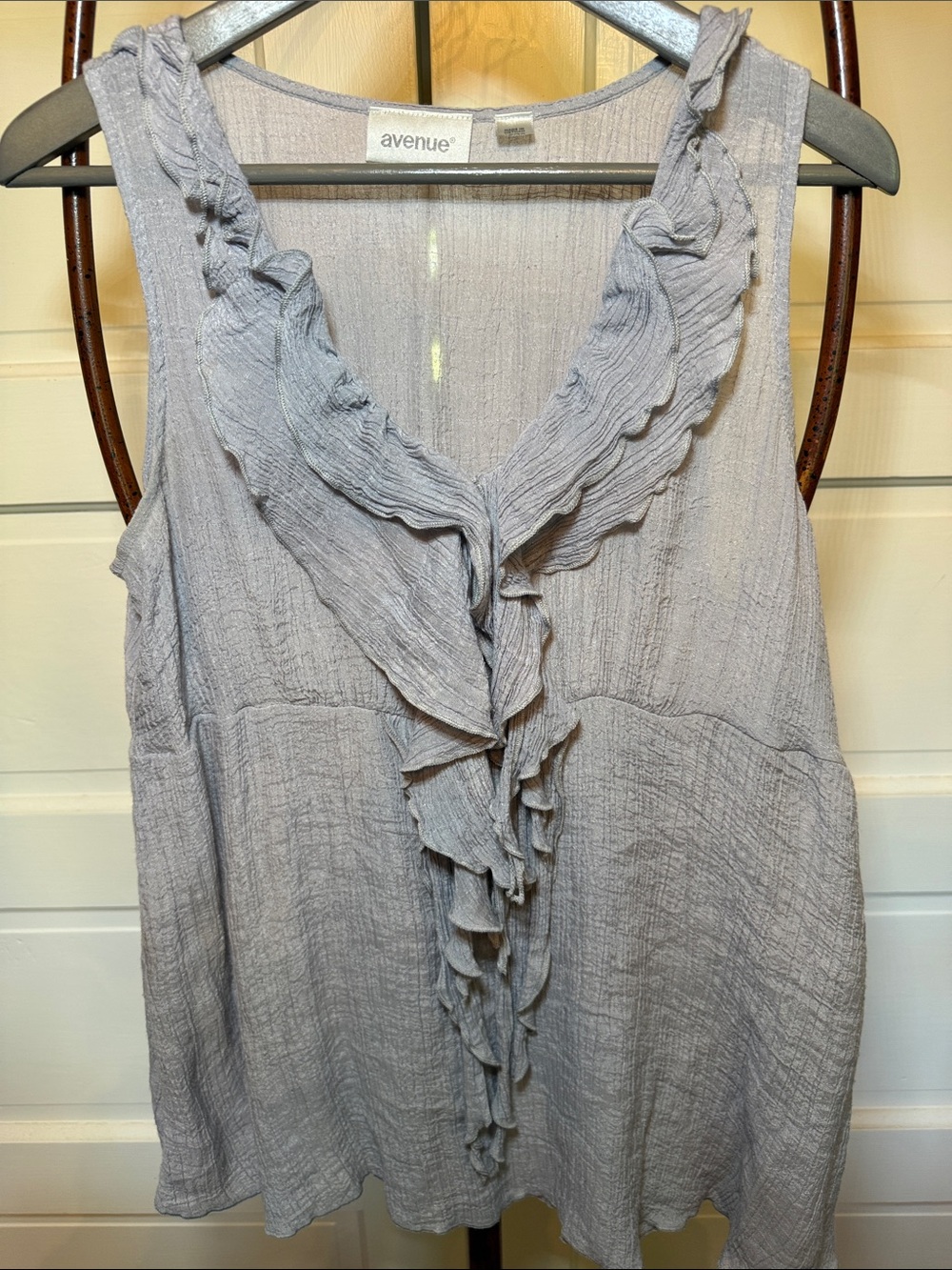 Avenue Plus Size Romantic Ruffle Gauze Babydoll Tank Top 18/20